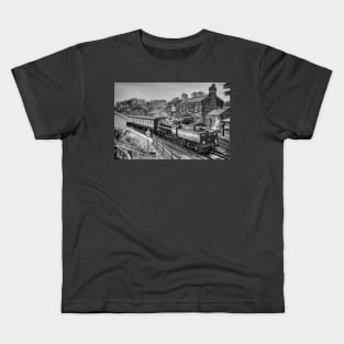 Goathland Station - Black and White Kids T-Shirt